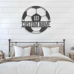 soccer ball custom metal wall art led light football player lover sign 6