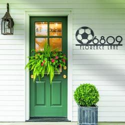 soccer ball house number custom metal address sign player home number 4