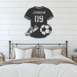soccer custom metal wall art led light football player name sign 2