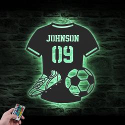 soccer custom metal wall art led light football player name sign 3