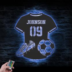 soccer custom metal wall art led light football player name sign 4