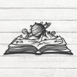 solar system planet book lover custom metal wall art led light saturn planet sign 2