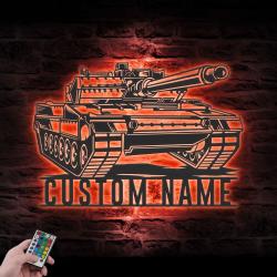 soldier military tank custom metal wall art led light army tank name sign 2