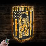 space astronaut us flag custom metal wall art led light cosmonaut name sign 1