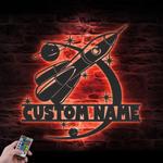 spaceship custom metal wall art led light rocket name sign 1
