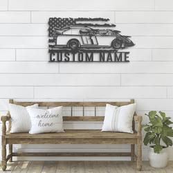 sport car garage custom metal wall art led light 4