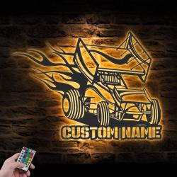 sprint car custom metal wall art led lights racer name sign 2