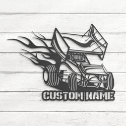 sprint car custom metal wall art led lights racer name sign 4