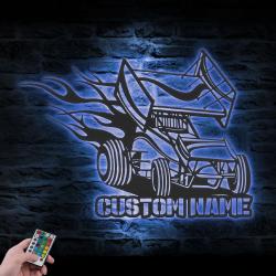 sprint car custom metal wall art led lights racer name sign 5
