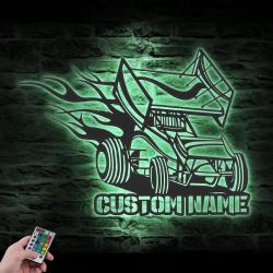 sprint car custom metal wall art led lights racer name sign 6
