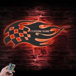 start finish racing flag custom metal wall art led light race checkered flag name sign 1