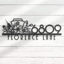 stethoscope house number custom metal address sign nurse home number 2