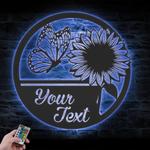 sunflower monogram custom metal wall art led light farmhouse name sign 1