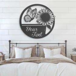 sunflower monogram custom metal wall art led light farmhouse name sign 3