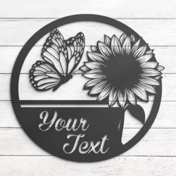 sunflower monogram custom metal wall art led light farmhouse name sign 5