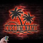 sunshine palm tree beach house custom metal wall art 1