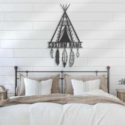 tent native american indian teepee custom metal wall art led light 6