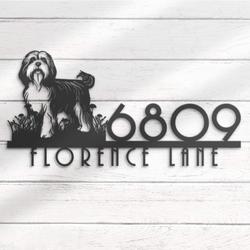 tibetan terrier house number custom metal address sign dog home number 4