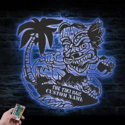 tiki bar custom metal wall art led light tiki lounge name sign 3