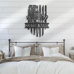 tools repair custom metal wall art led light tools shop name sign 3