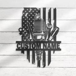 tools repair custom metal wall art led light tools shop name sign 4