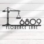 tower crane house number custom metal address sign heavy equipment 1