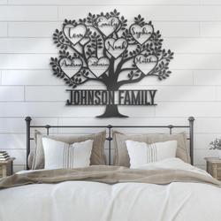 tree of life custom metal wall art with led light family name sign 6
