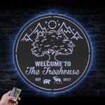 treehouse cabin life custom metal wall art led light mountain forest camping 1