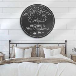 treehouse cabin life custom metal wall art led light mountain forest camping 3