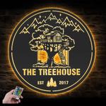 treehouse cabin life mountain forest camping custom metal wall art led light 1