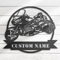 Trike Motorbiker Custom Metal Wall Art LED Light Dirt Bike Name Sign