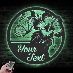 tropical hibiscus custom metal wall art led light hawaii flower name sign 2