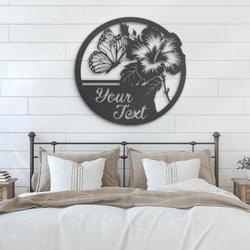 tropical hibiscus custom metal wall art led light hawaii flower name sign 3