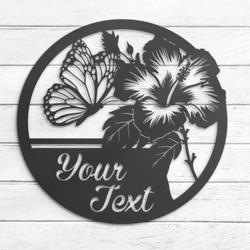 tropical hibiscus custom metal wall art led light hawaii flower name sign 4
