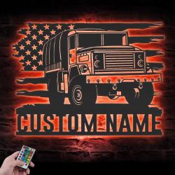 us army transport custom metal wall art led light military vehicle driver name sign 2