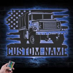 us army transport custom metal wall art led light military vehicle driver name sign 3