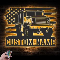 us army transport custom metal wall art led light military vehicle driver name sign 4