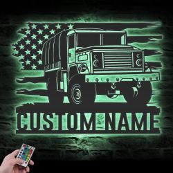 us army transport custom metal wall art led light military vehicle driver name sign 6