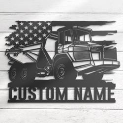 us articulated drump truck driver custom metal wall art led light 5