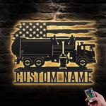 us garbage truck driver custom metal wall art led light waste trucker name sign 1