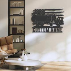 us garbage truck driver custom metal wall art led light waste trucker name sign 2