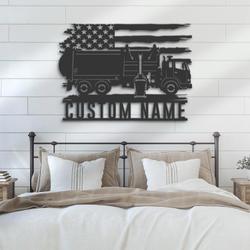 us garbage truck driver custom metal wall art led light waste trucker name sign 4