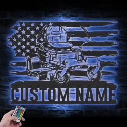 us lawn mower driver custom metal wall art led light 2