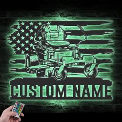 us lawn mower driver custom metal wall art led light 3