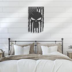 us punisher skull american custom metal wall art led light 4