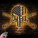 us punisher skull cross rifles custom metal wall art led light 1
