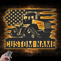 us quadtrac tractor custom metal wall art led light farm tractor driver name sign 2