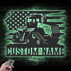us quadtrac tractor custom metal wall art led light farm tractor driver name sign 3