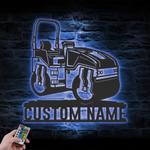 us road roller driver custom metal wall art led light 1