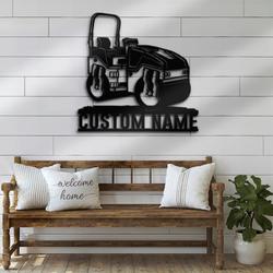 us road roller driver custom metal wall art led light 4